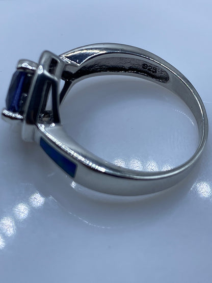 Anillo de Plata Ópalo de Fuego Azul — Moderno Taxco — foto 5