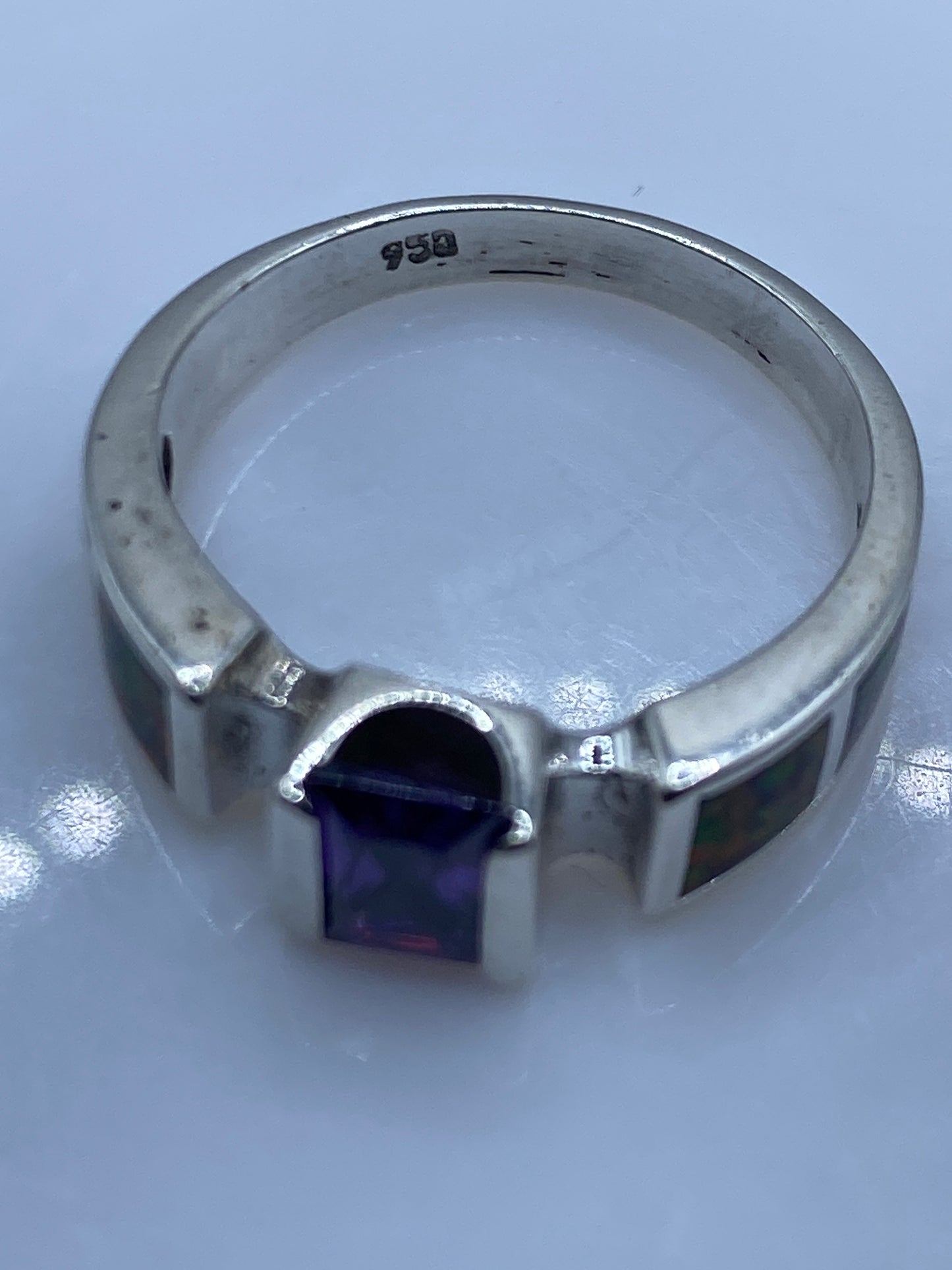 Anillo de Plata Ópalo de Fuego Multicolor — Geométrico — foto 5
