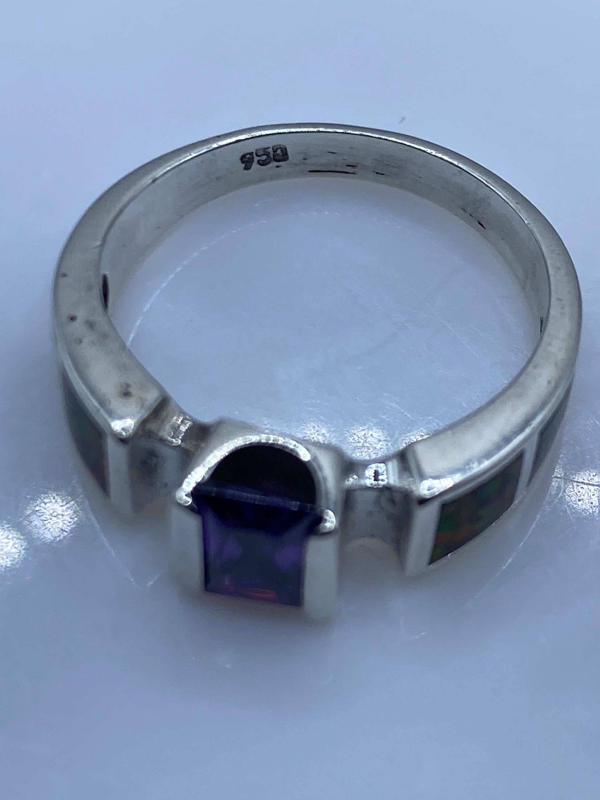 Anillo de Plata Ópalo de Fuego Multicolor — Geométrico — foto 5