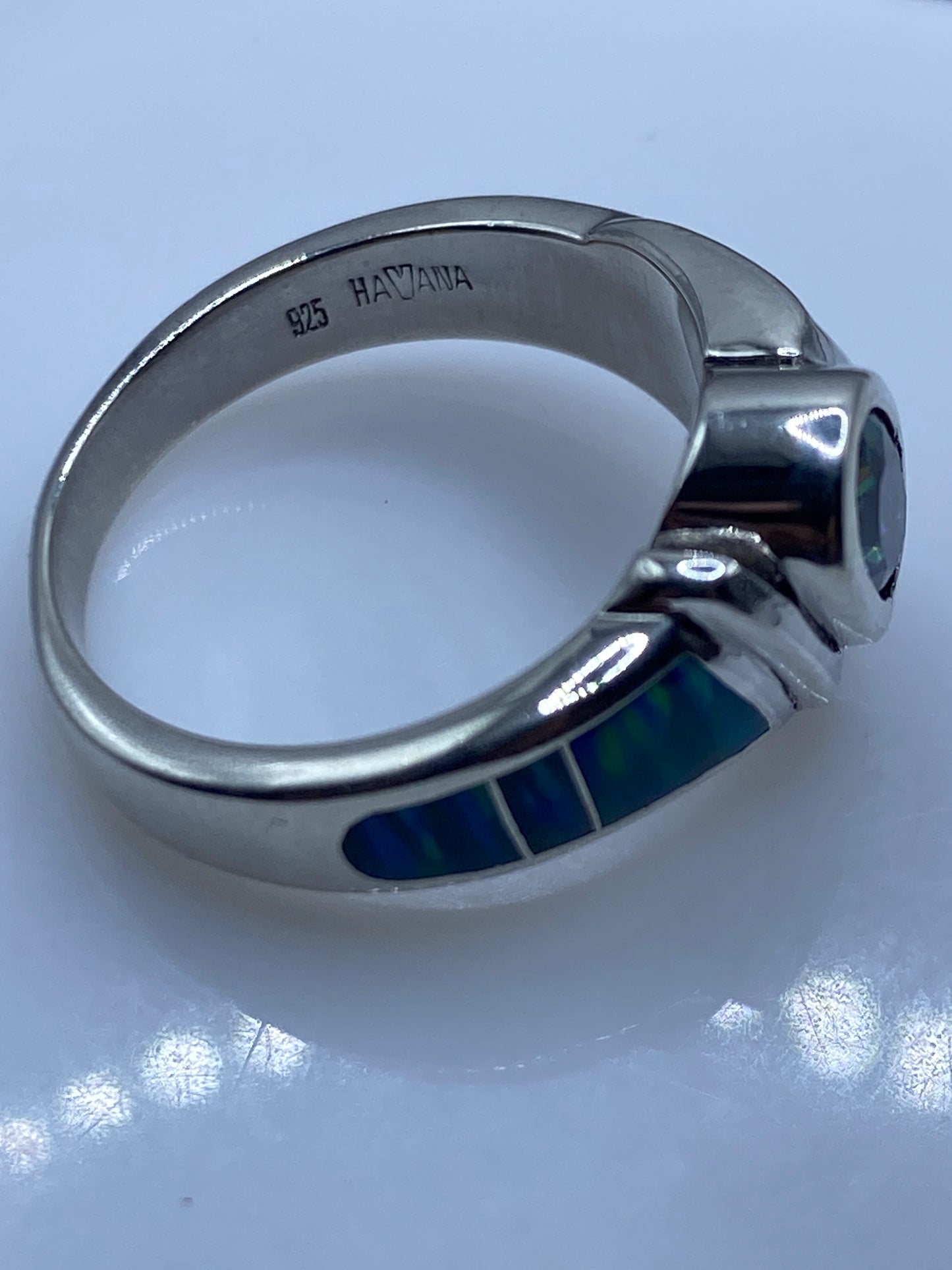 Anillo de Plata con Ópalo de Fuego Azul — Diseño Moderno — foto 5