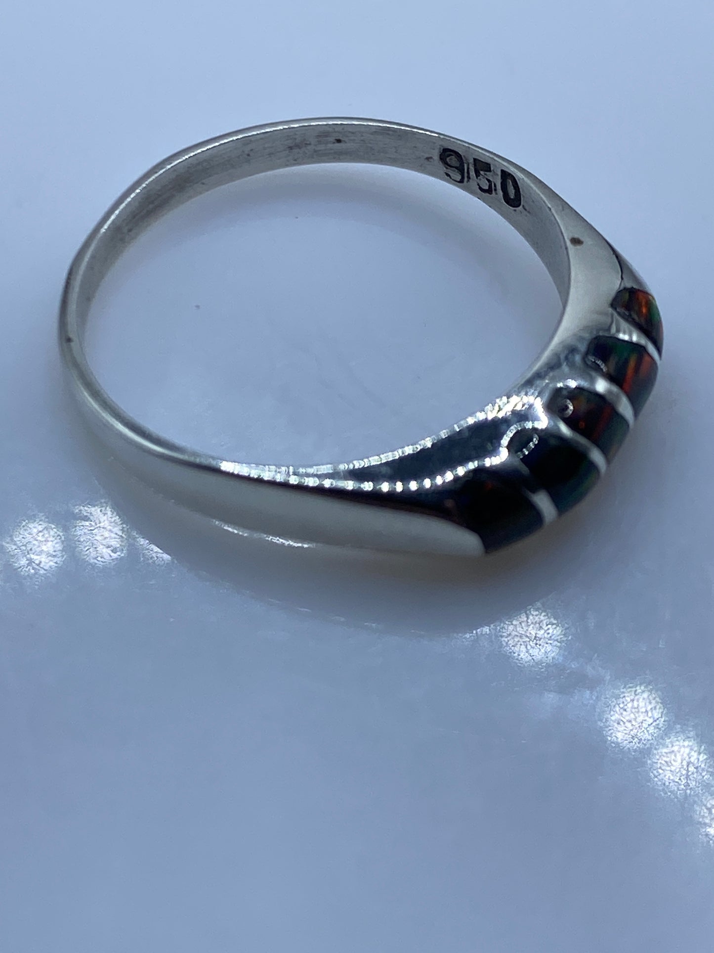 Anillo de Plata Ópalo de Fuego Multicolor — Unisex — foto 5