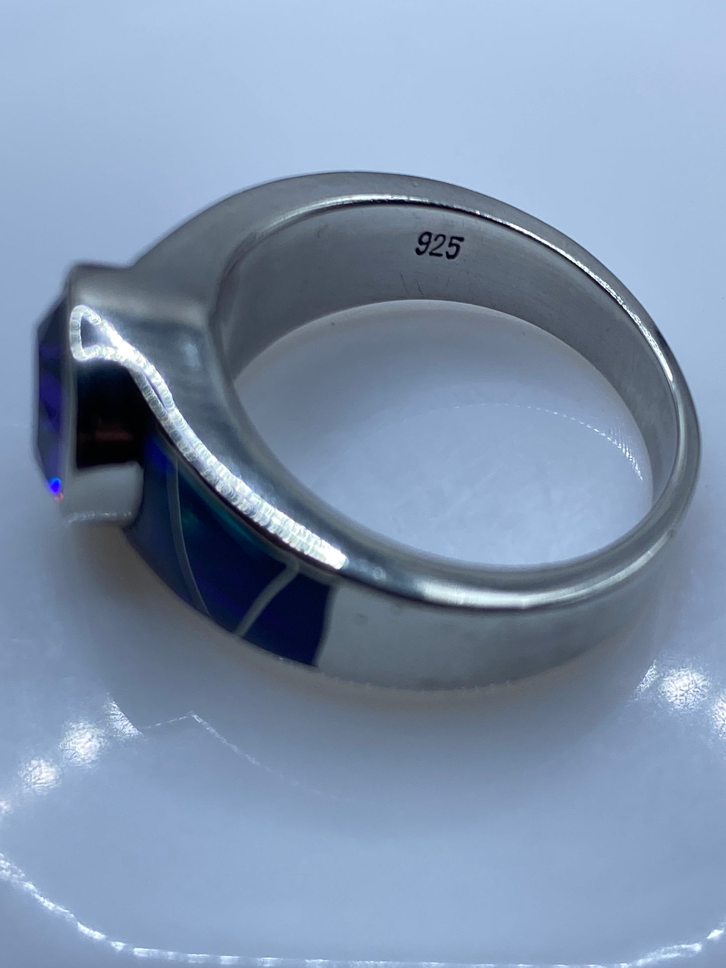 Anillo Ópalo de Fuego Azul — Solitario Artesanal Taxco — foto 5