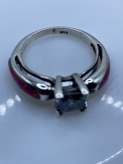 Anillo de Plata Ópalo de Fuego Rosa — Coctel Elegante — foto 5