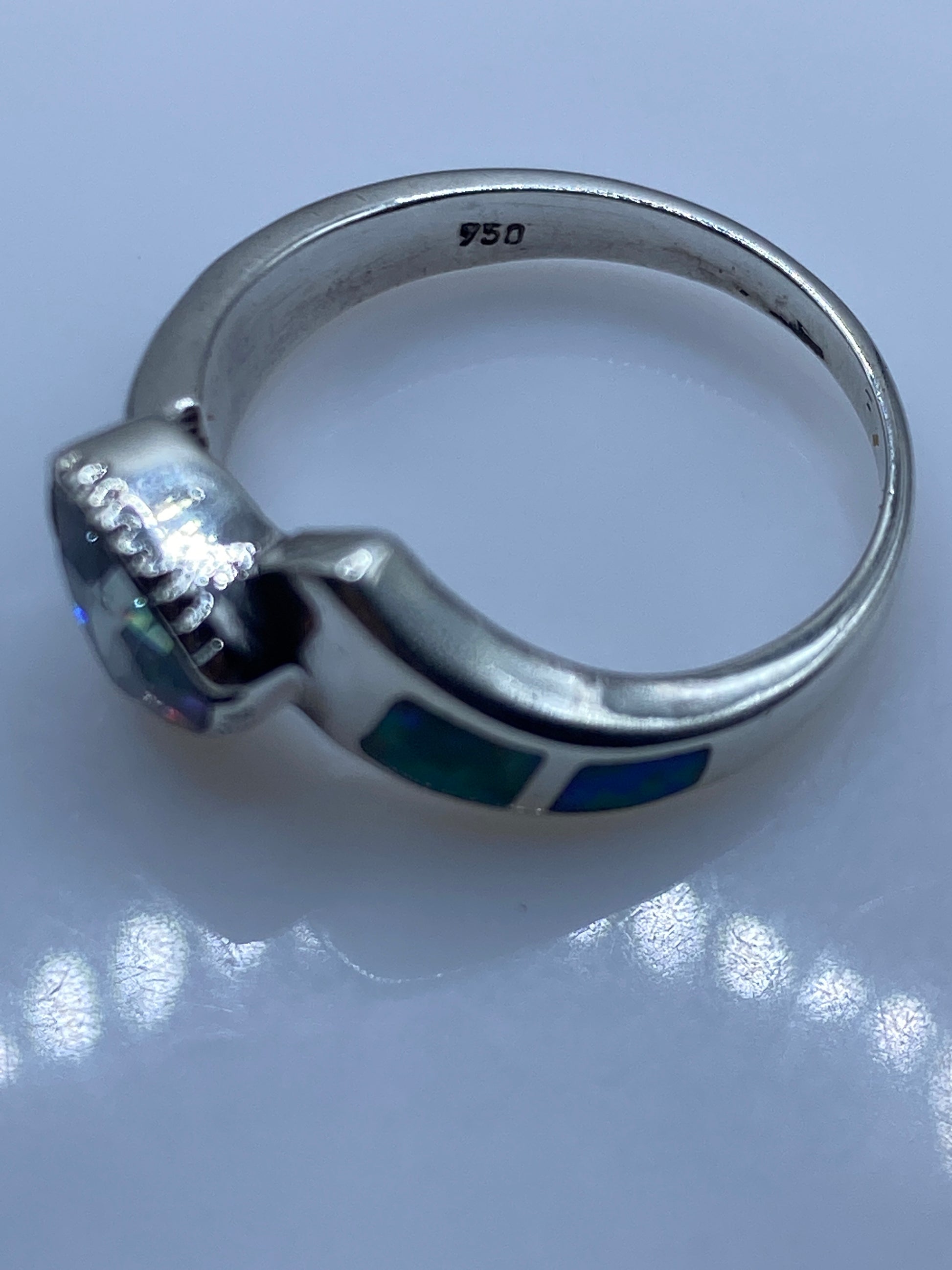 Anillo de Plata Ópalo de Fuego Verde Limón — Diseño Moderno — foto 5