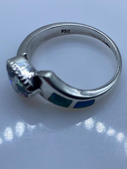 Anillo de Plata Ópalo de Fuego Verde Limón — Diseño Moderno — foto 5