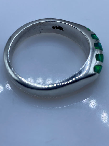 Anillo de Plata Ópalo de Fuego Verde — Solitario Elegante — foto 5