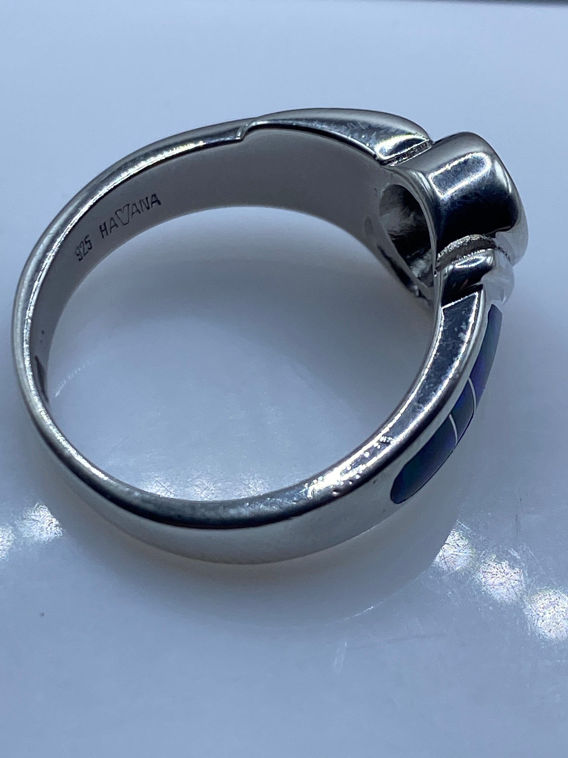 Anillo de Plata Ópalo de Fuego Azul — Diseño Moderno Taxco — foto 5