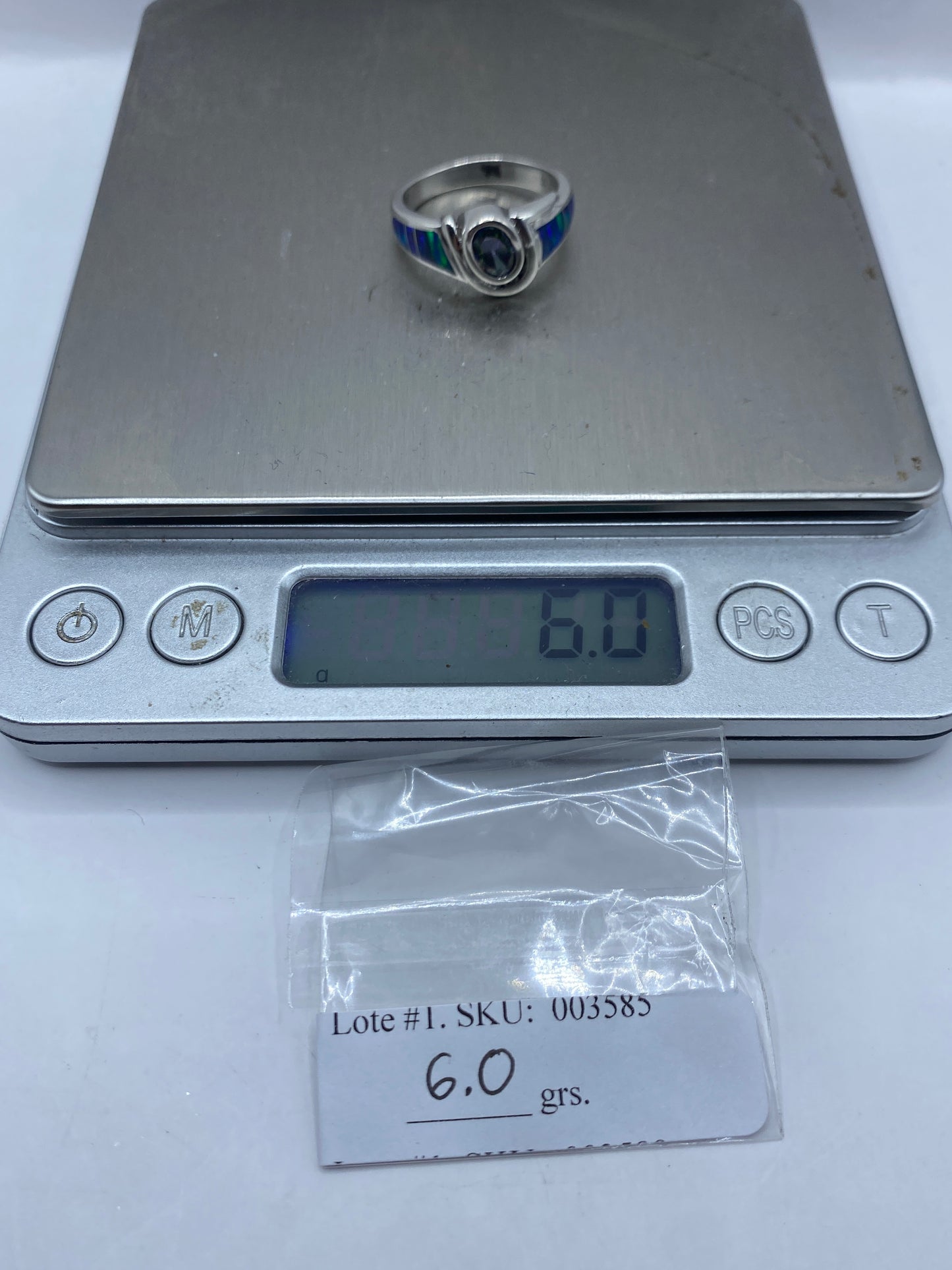 Anillo de Plata Ópalo de Fuego Azul — Diseño Moderno Taxco — foto 6