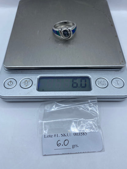 Anillo de Plata Ópalo de Fuego Azul — Diseño Moderno Taxco — foto 6