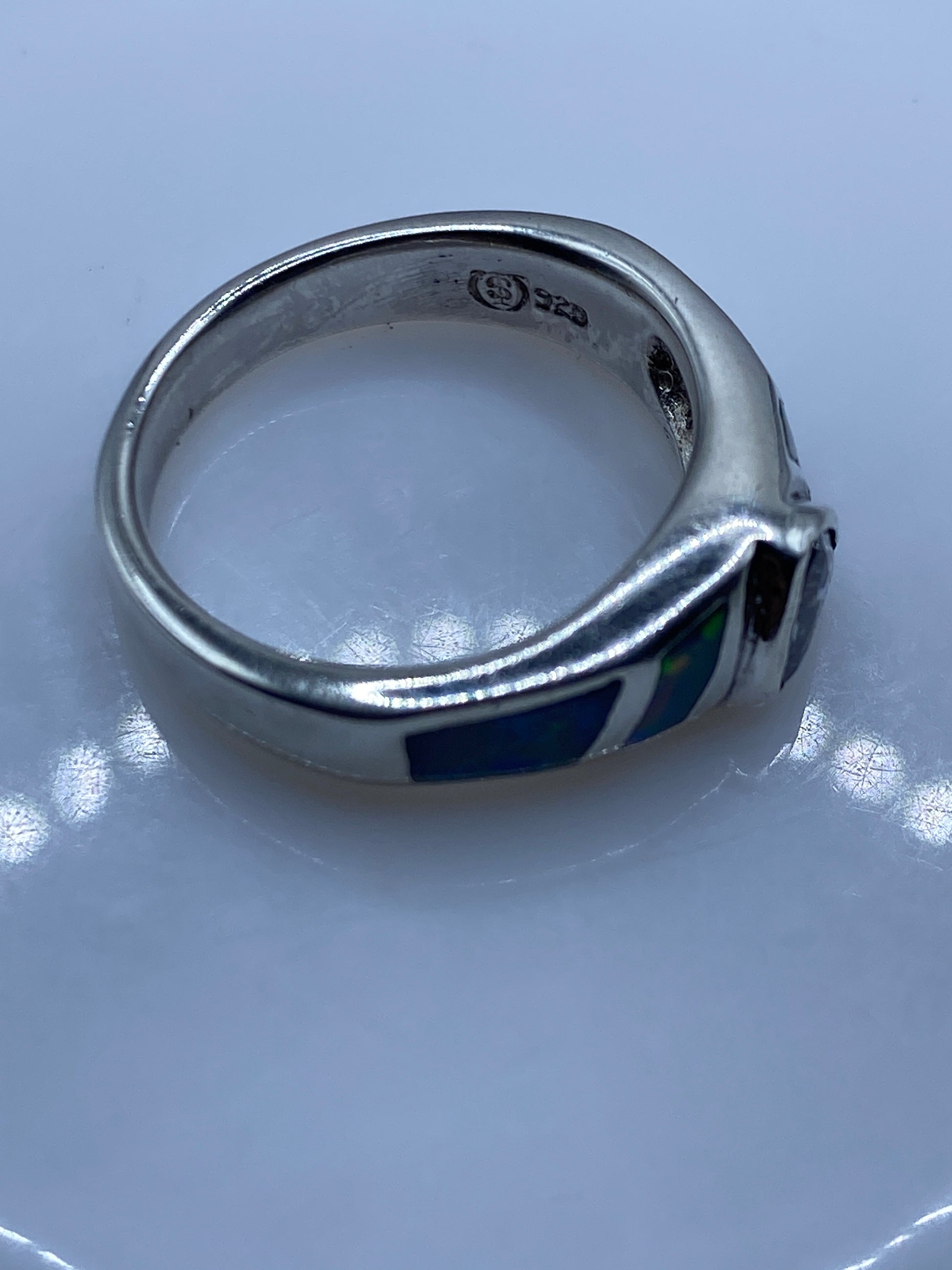Anillo de Plata Ópalo de Fuego Banda Ancha — Moderno — foto 5