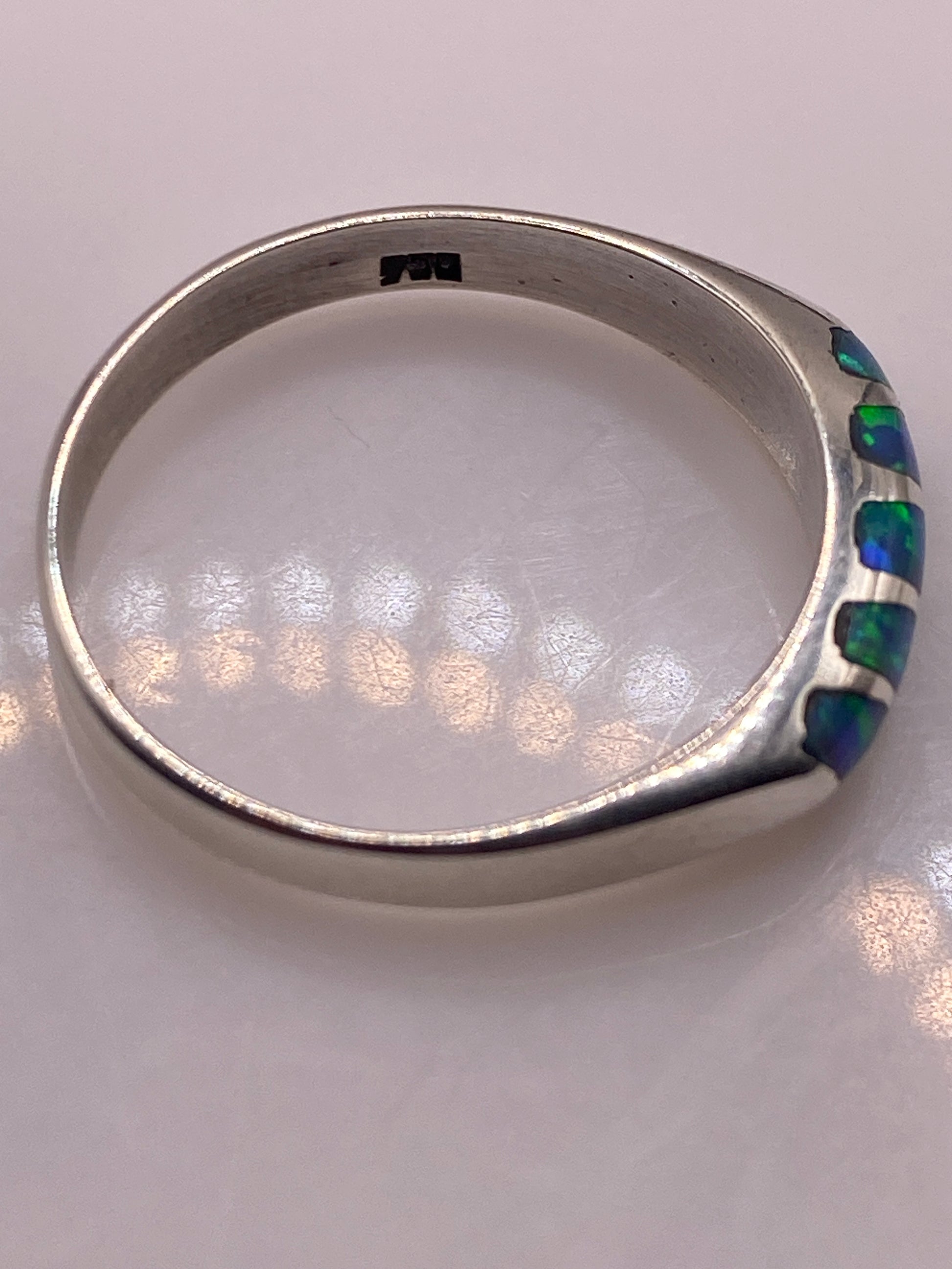 Anillo Plata .950 Ópalo de Fuego Azul Cielo — Minimalista — foto 5