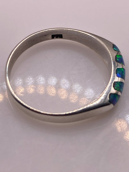 Anillo Plata .950 Ópalo de Fuego Azul Cielo — Minimalista — foto 5