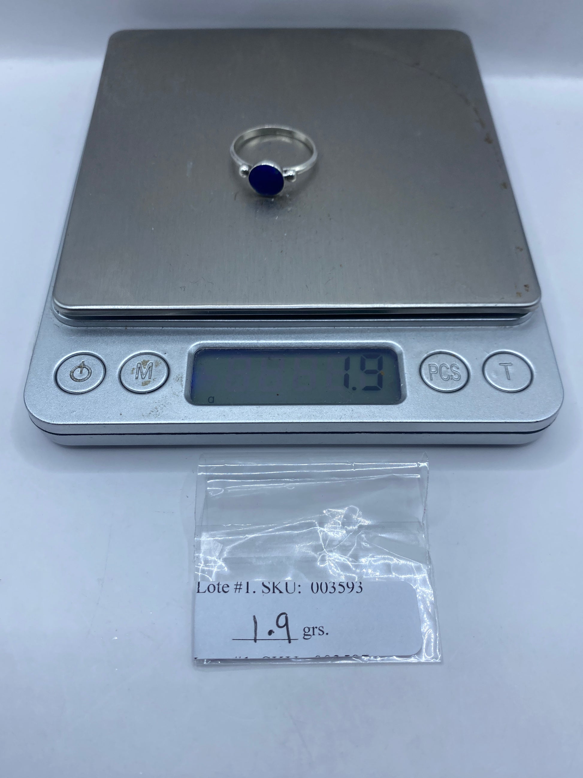 Anillo de Plata .950 Lapislázuli Azul — Solitario Minimalista — foto 6