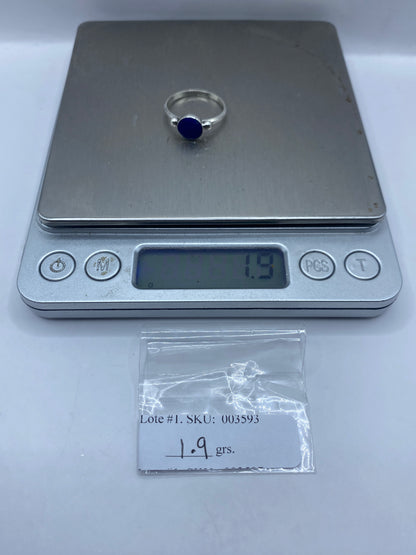 Anillo de Plata .950 Lapislázuli Azul — Solitario Minimalista — foto 6