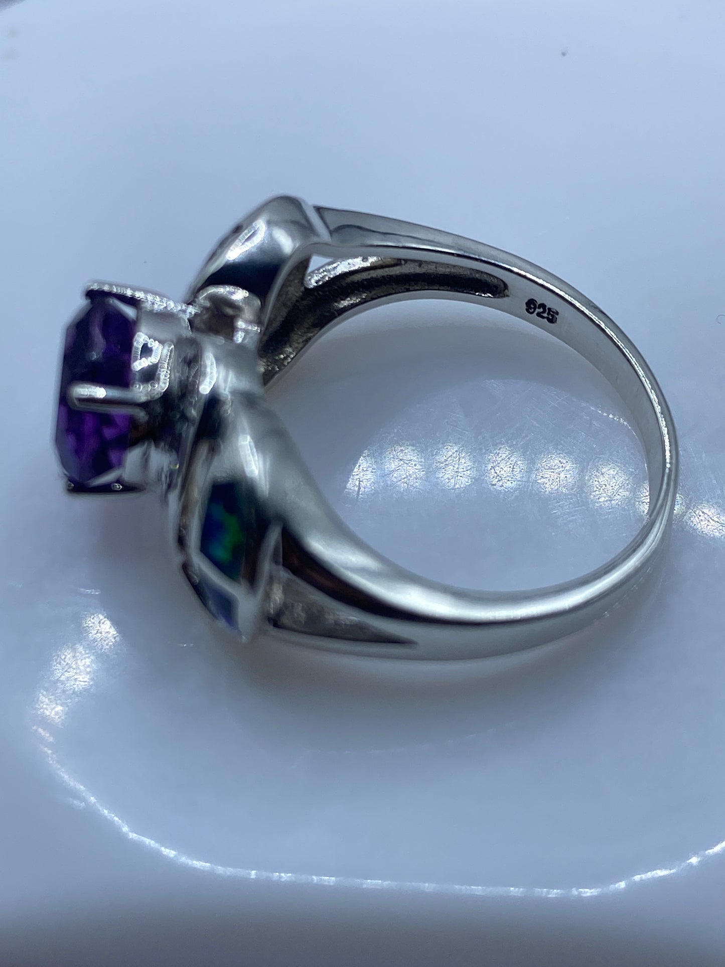 Anillo de Plata Ópalo de Fuego Azul — Diseño Asimétrico — foto 5