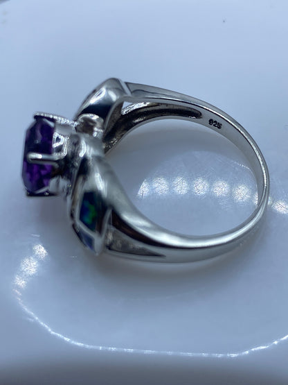 Anillo de Plata Ópalo de Fuego Azul — Diseño Asimétrico — foto 5
