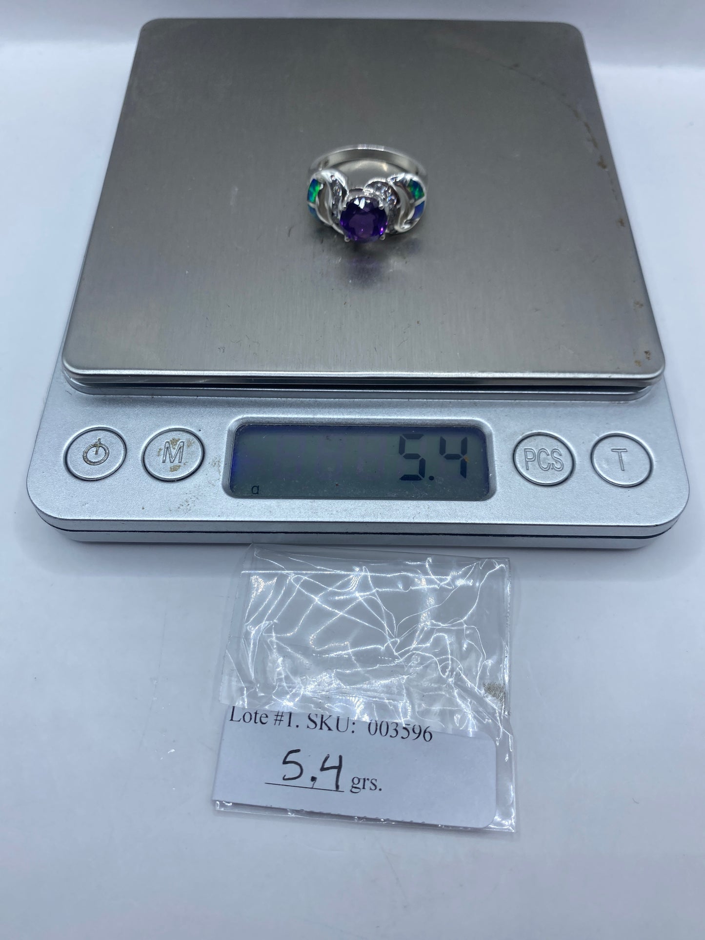 Anillo de Plata Ópalo de Fuego Azul — Diseño Asimétrico — foto 6