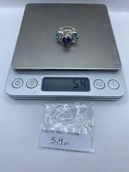 Anillo de Plata Ópalo de Fuego Azul — Diseño Asimétrico — foto 6