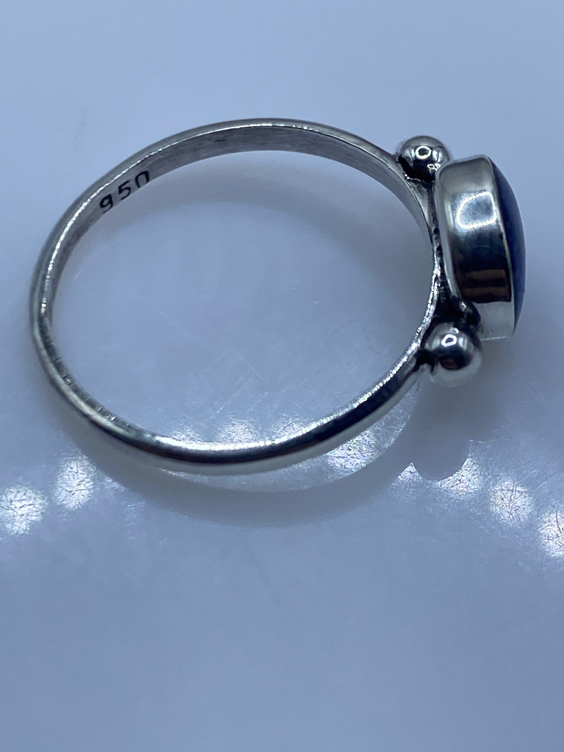Anillo Plata .950 Lapislázuli Azul Solitario Minimalista — foto 5