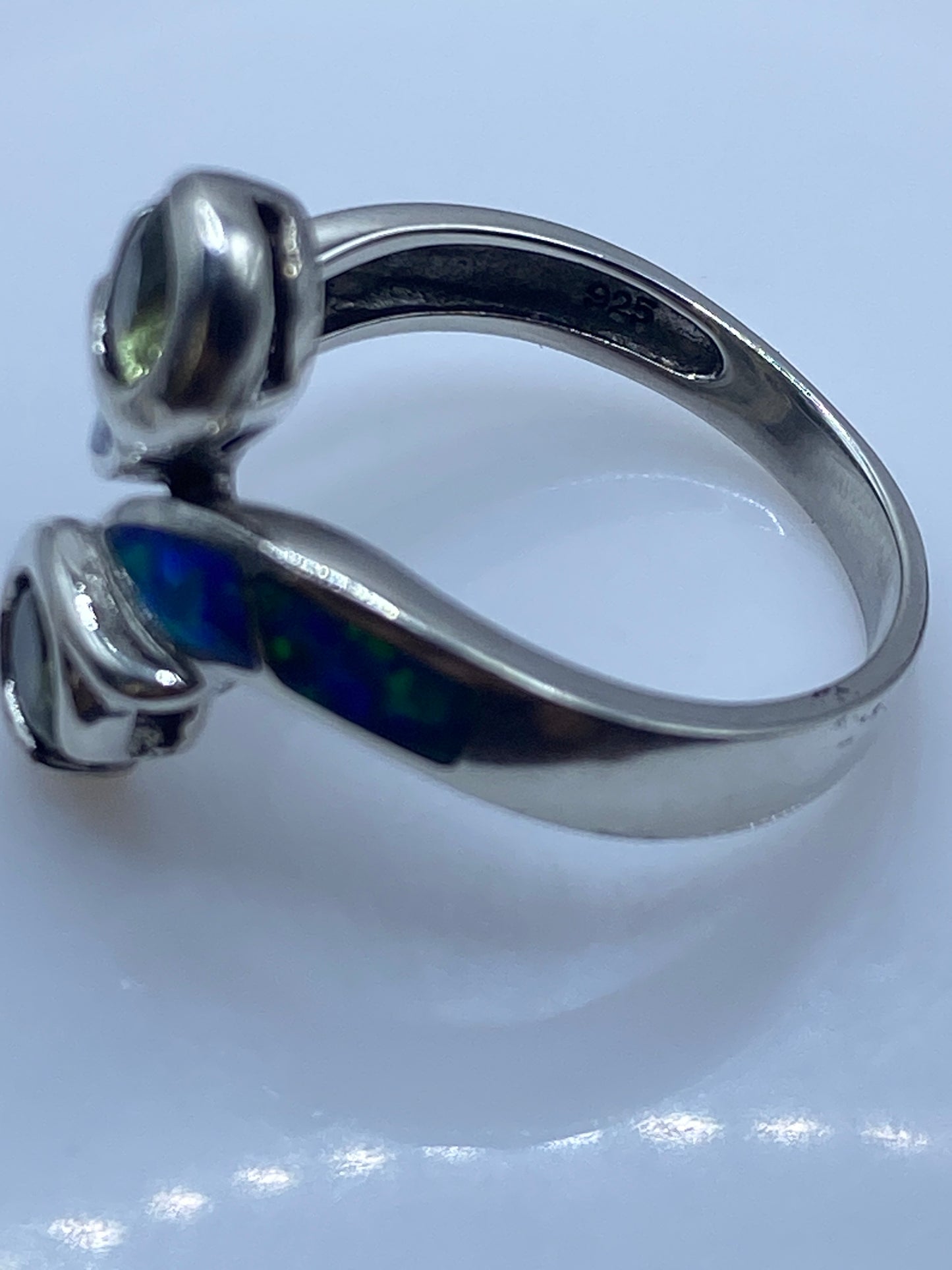 Anillo de Plata Ópalo de Fuego Azul Escultural — Taxco — foto 5