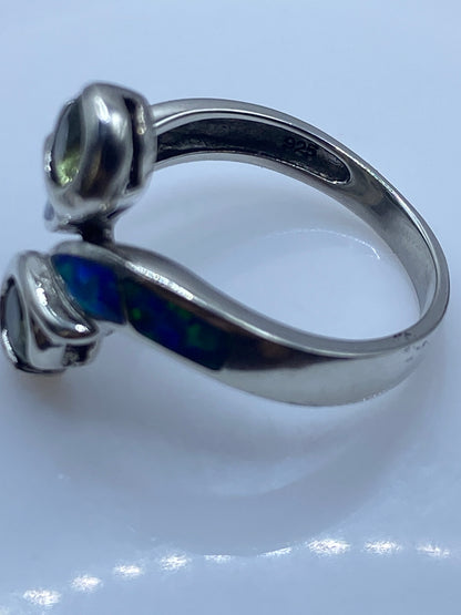 Anillo de Plata Ópalo de Fuego Azul Escultural — Taxco — foto 5
