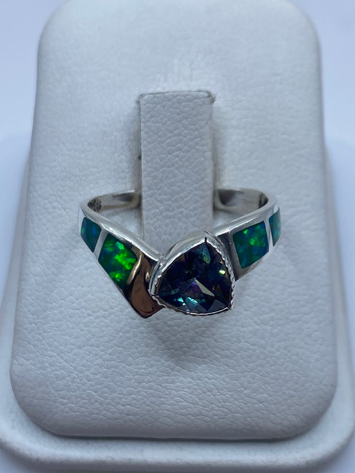 Anillo de Plata Ópalo de Fuego Verde Limón — Diseño Único Taxco — foto 1