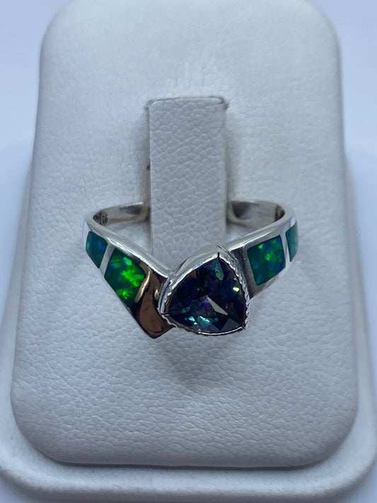 Anillo de Plata Ópalo de Fuego Verde Limón — Diseño Único Taxco — foto 1
