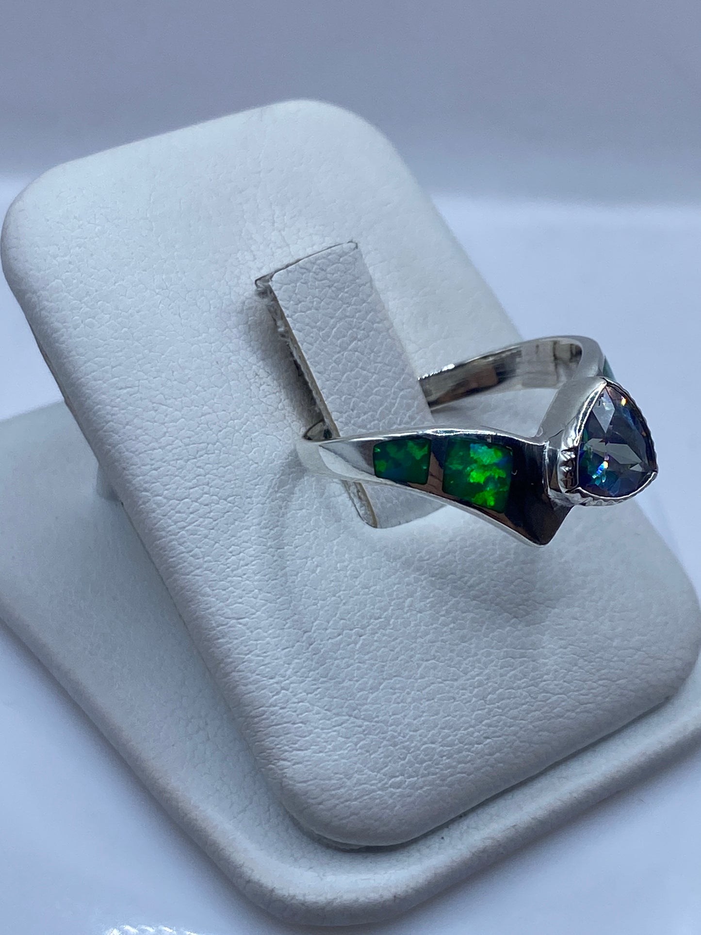 Anillo de Plata Ópalo de Fuego Verde Limón — Diseño Único Taxco — foto 2