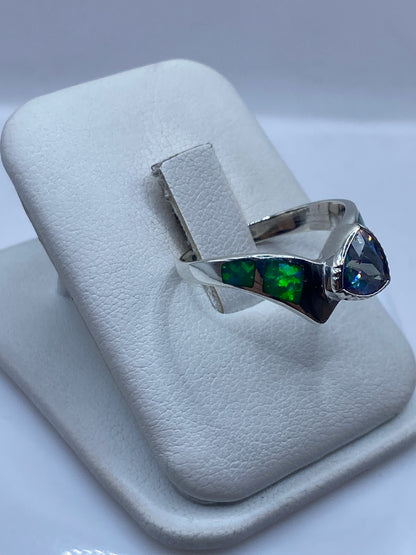 Anillo de Plata Ópalo de Fuego Verde Limón — Diseño Único Taxco — foto 2