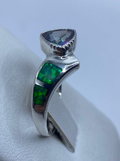 Anillo de Plata Ópalo de Fuego Verde Limón — Diseño Único Taxco — foto 3
