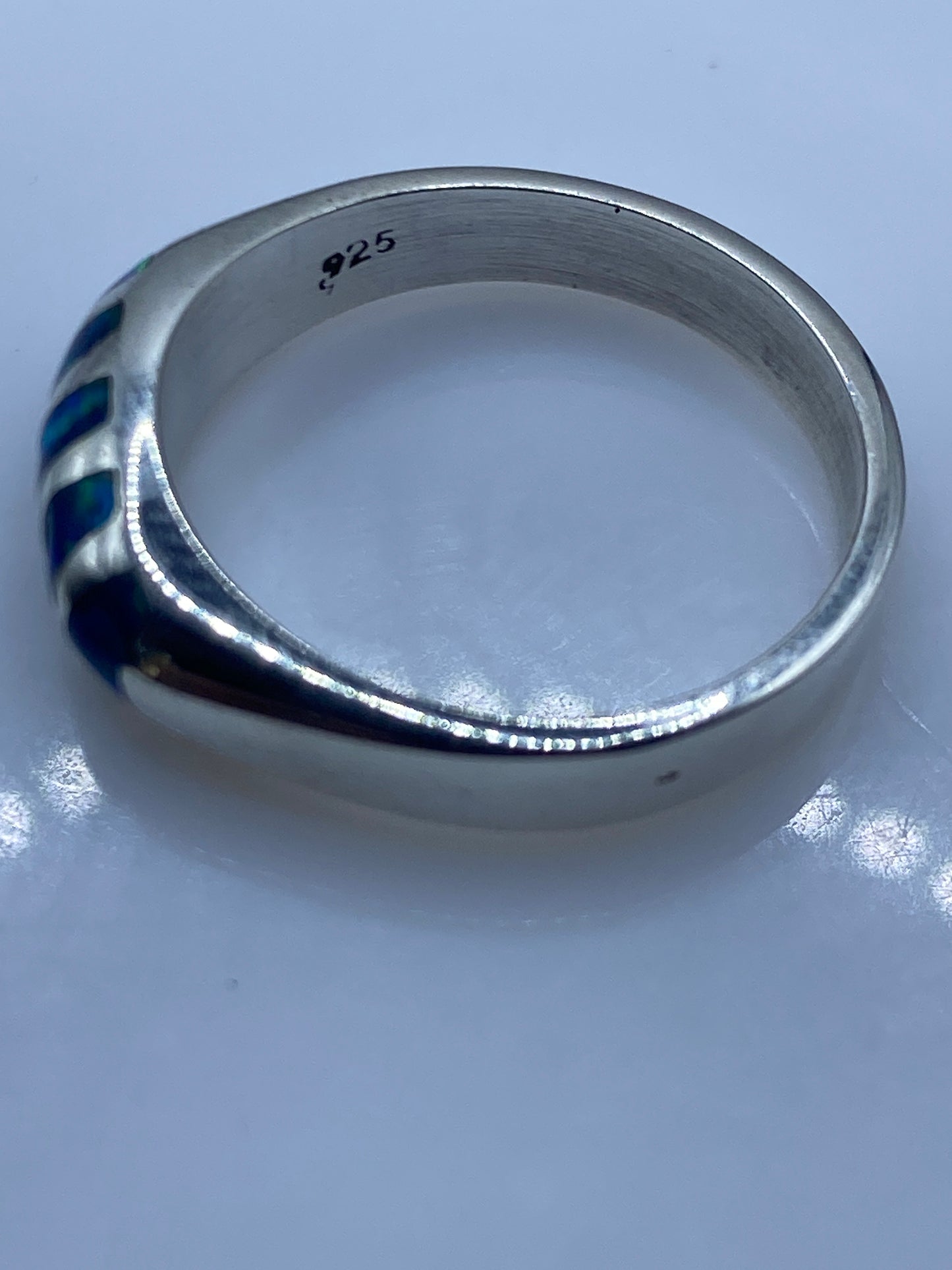 Anillo de Plata Ópalo de Fuego Azul — Diseño Moderno — foto 5