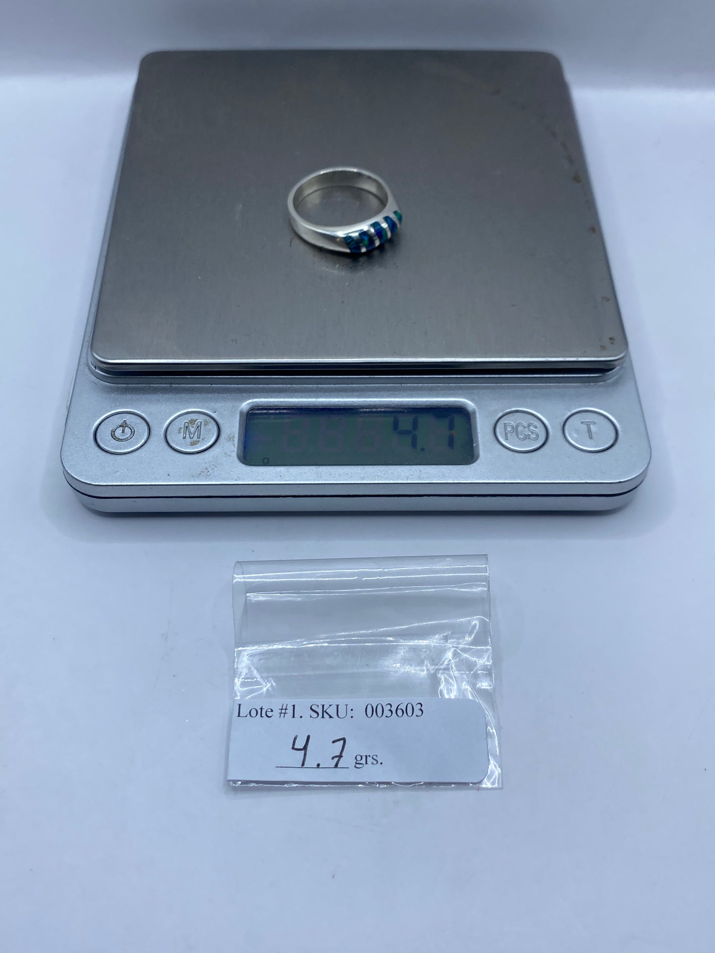 Anillo de Plata Ópalo de Fuego Azul — Diseño Moderno — foto 6