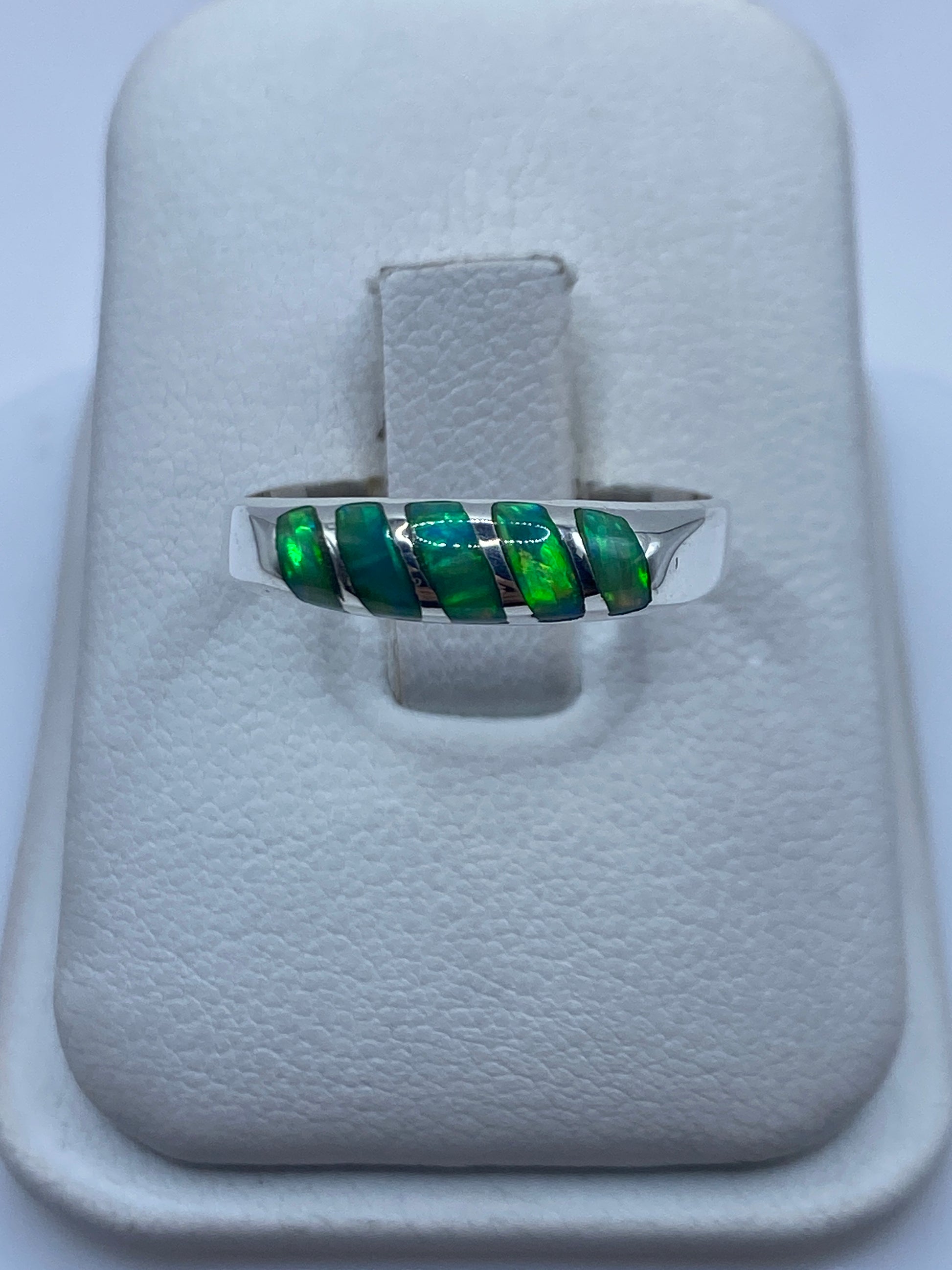 Anillo de Plata .950 Ópalo de Fuego Verde Limón — foto 1