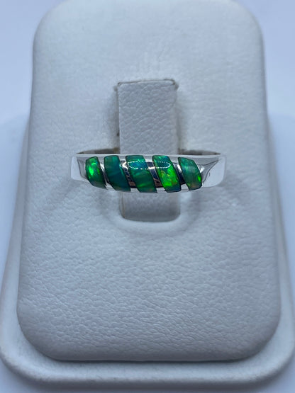 Anillo de Plata .950 Ópalo de Fuego Verde Limón — foto 1