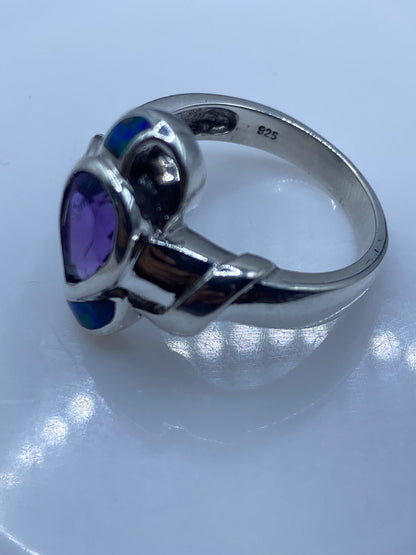 Anillo de Plata Ópalo de Fuego Azul — Coctel Escultórico — foto 5