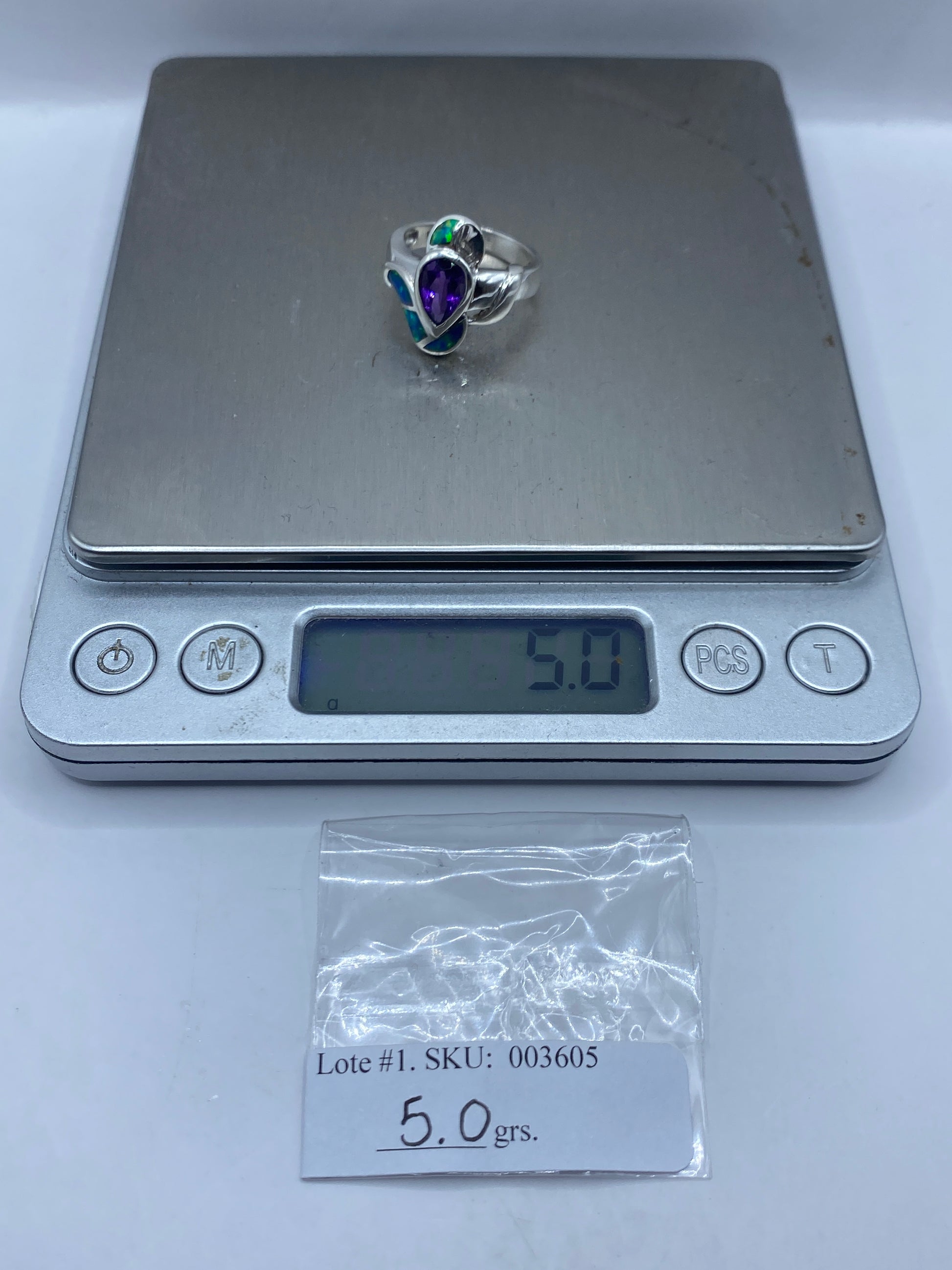 Anillo de Plata Ópalo de Fuego Azul — Coctel Escultórico — foto 6