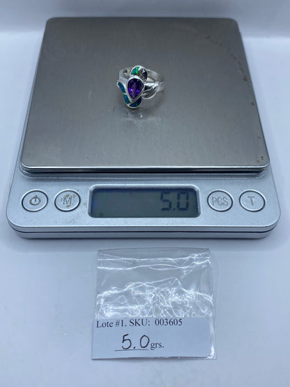 Anillo de Plata Ópalo de Fuego Azul — Coctel Escultórico — foto 6