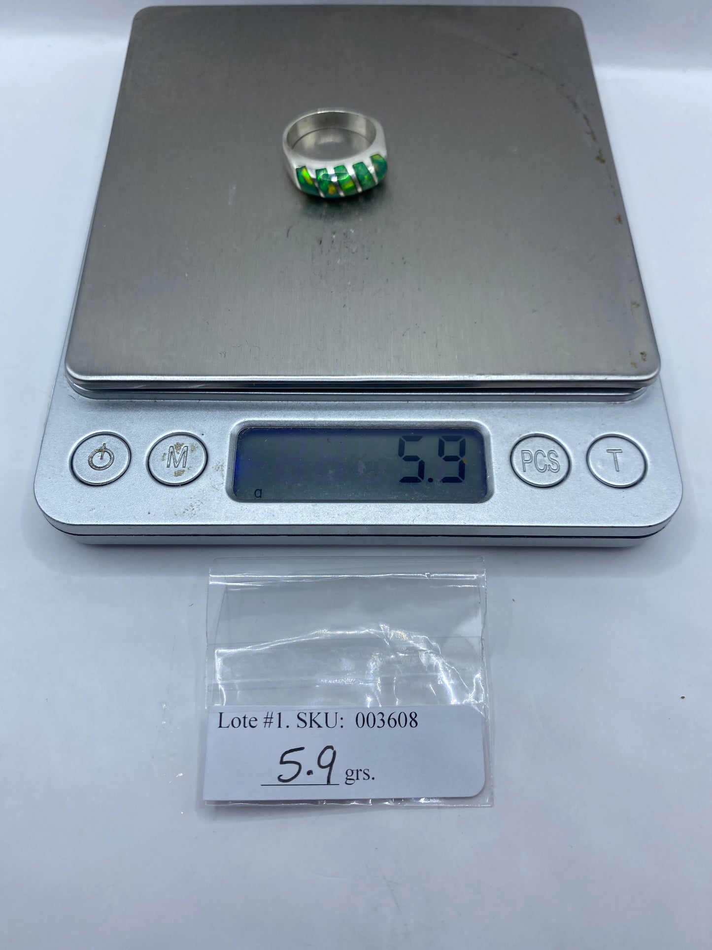 Anillo de Plata Ópalo de Fuego Verde — Pieza Única Taxco — foto 6