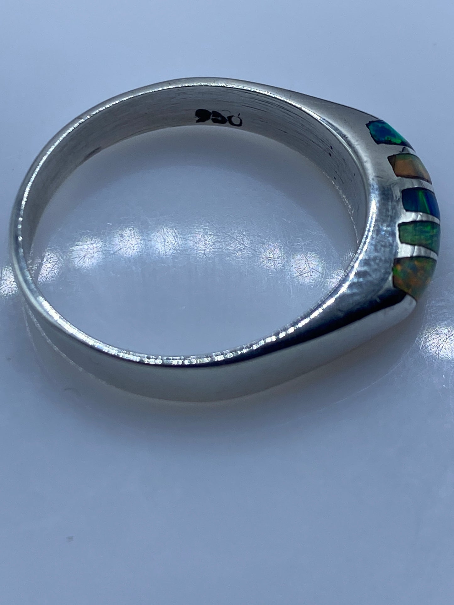 Anillo de Plata .950 Ópalo de Fuego Multicolor — Artesanal Taxco — foto 5