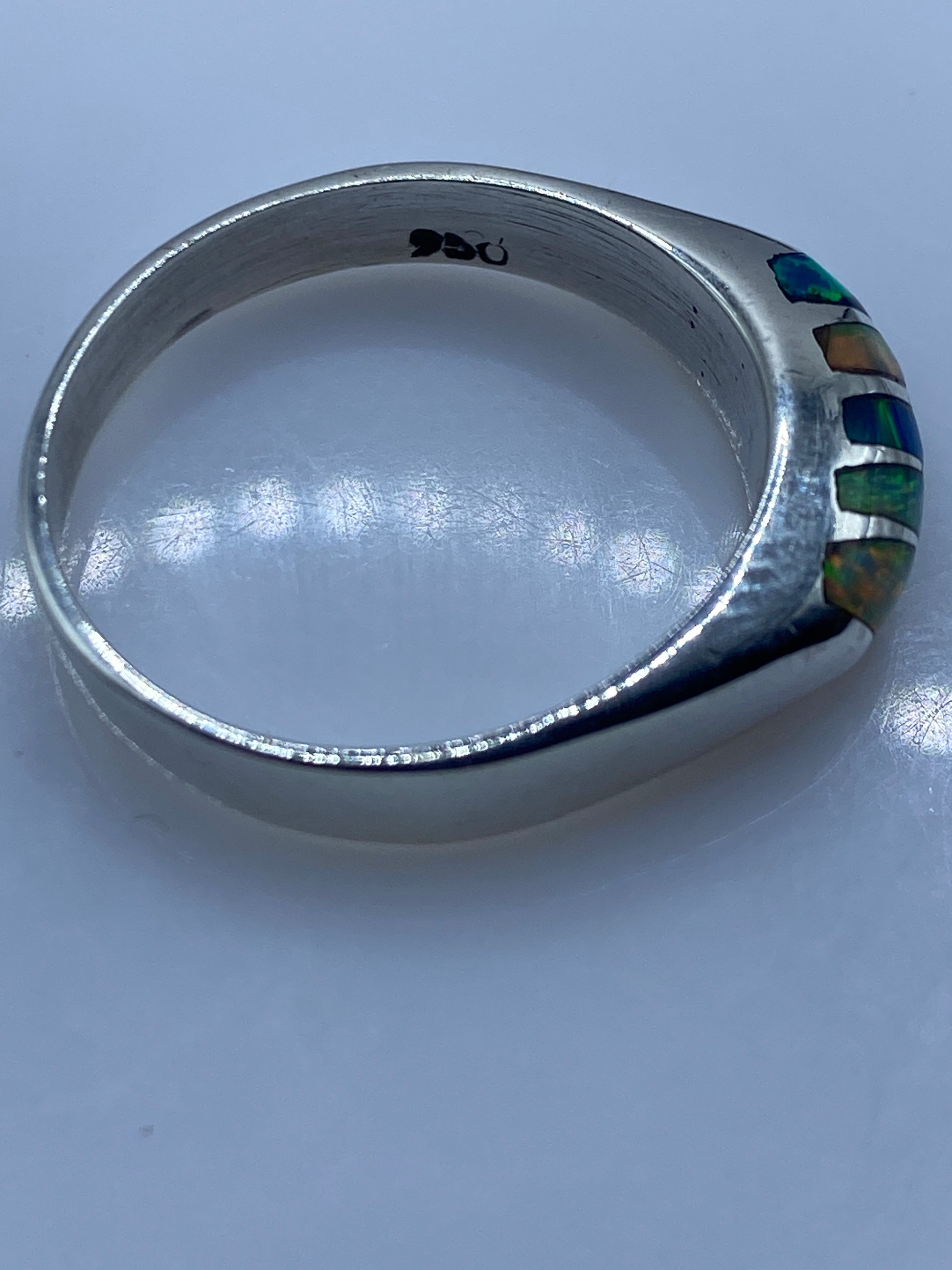 Anillo de Plata .950 Ópalo de Fuego Multicolor — Artesanal Taxco — foto 5