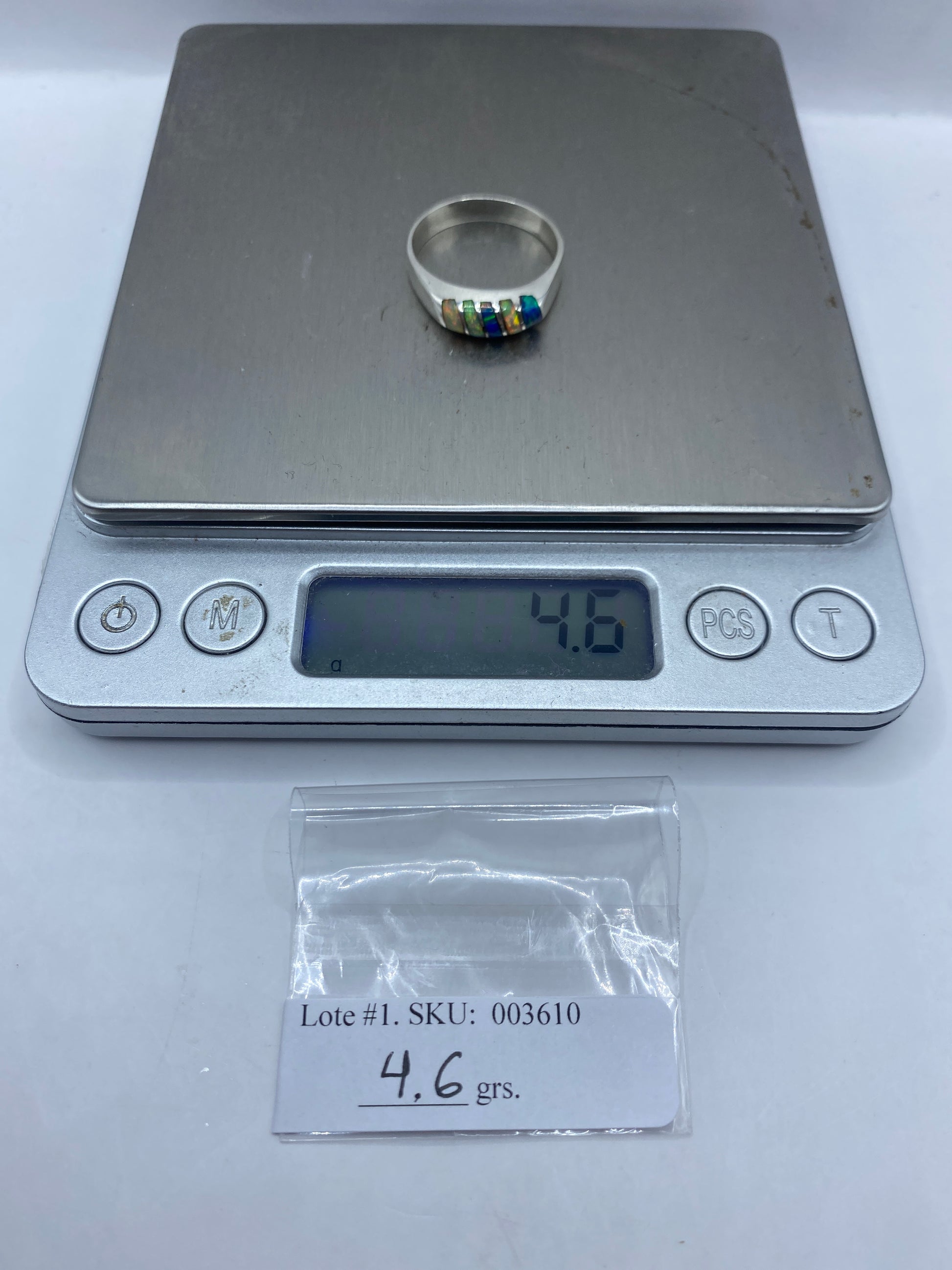 Anillo de Plata .950 Ópalo de Fuego Multicolor — Artesanal Taxco — foto 6