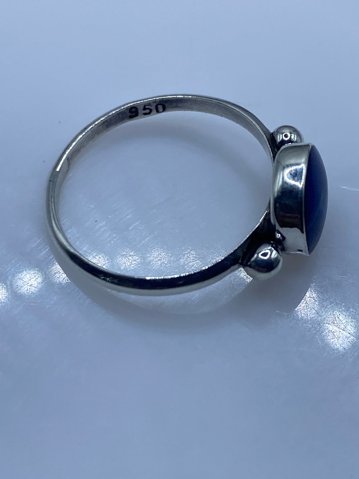 Anillo de Plata .950 Lapislázuli Azul — Solitario Minimalista — foto 5