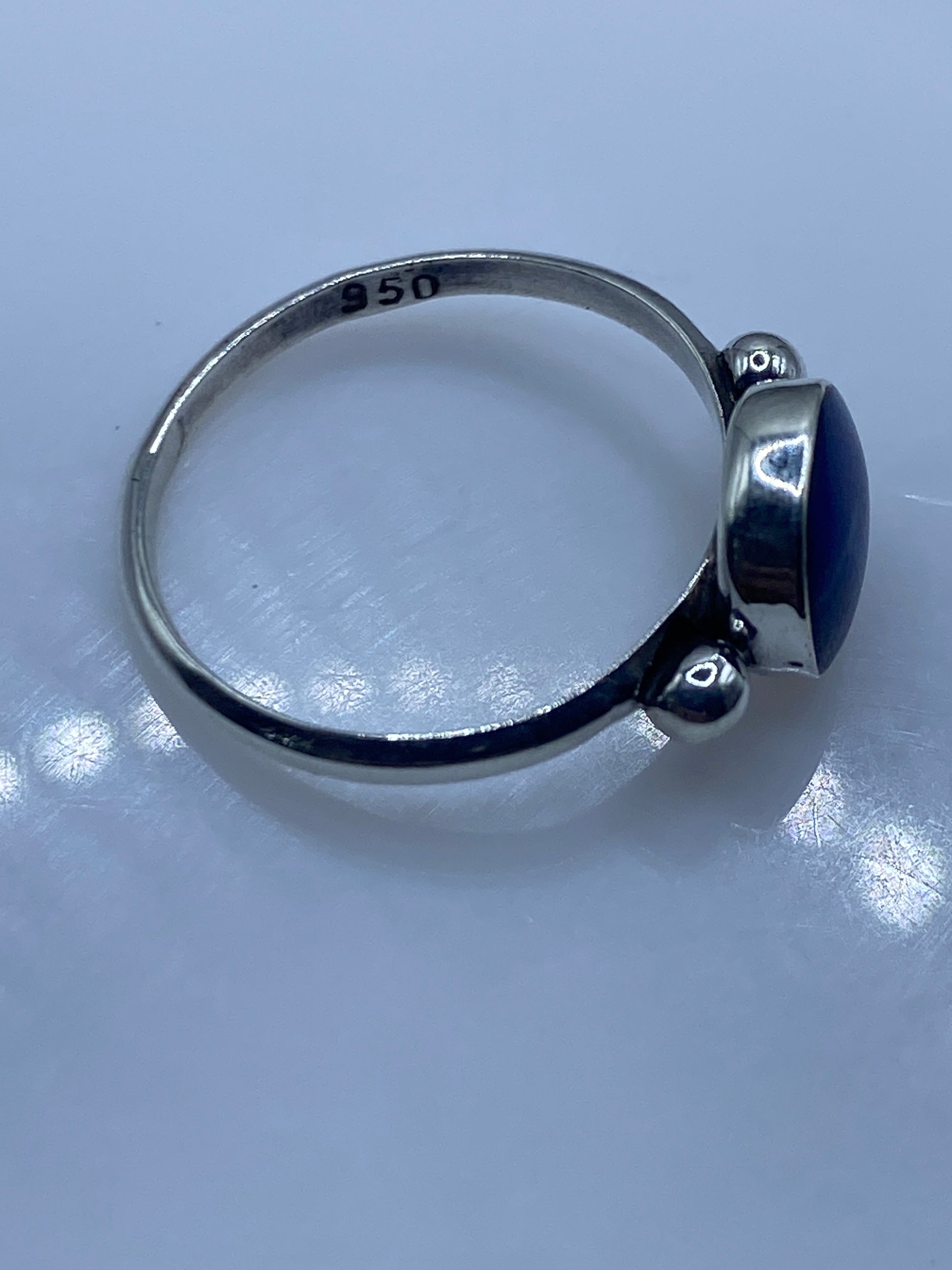 Anillo de Plata .950 Lapislázuli Azul — Solitario Minimalista — foto 5