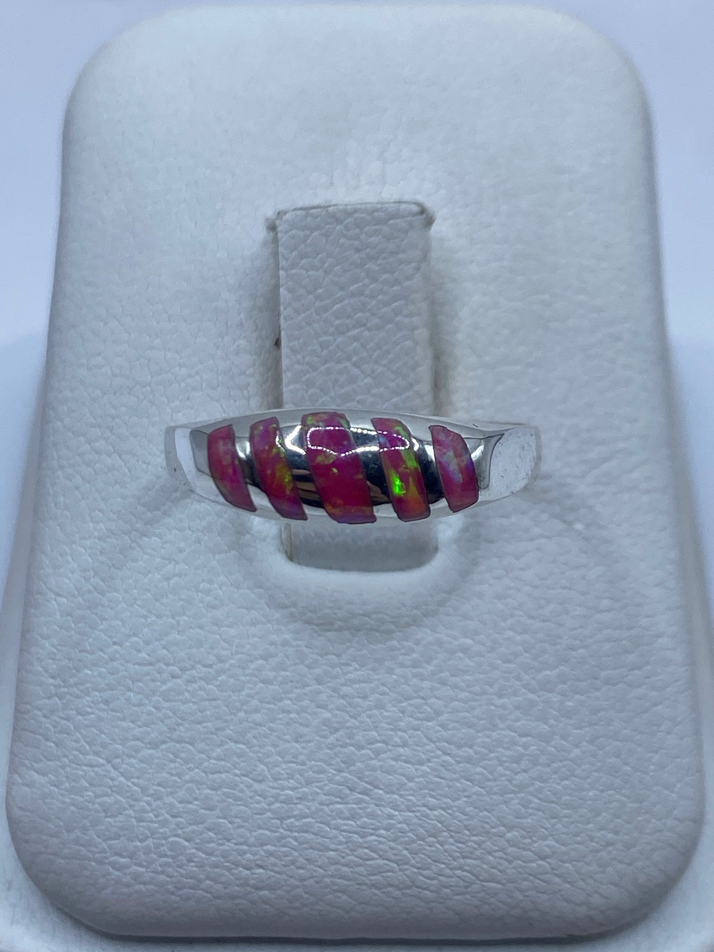 Anillo de Plata Ópalo de Fuego Rosa — Minimalista Taxco — foto 1