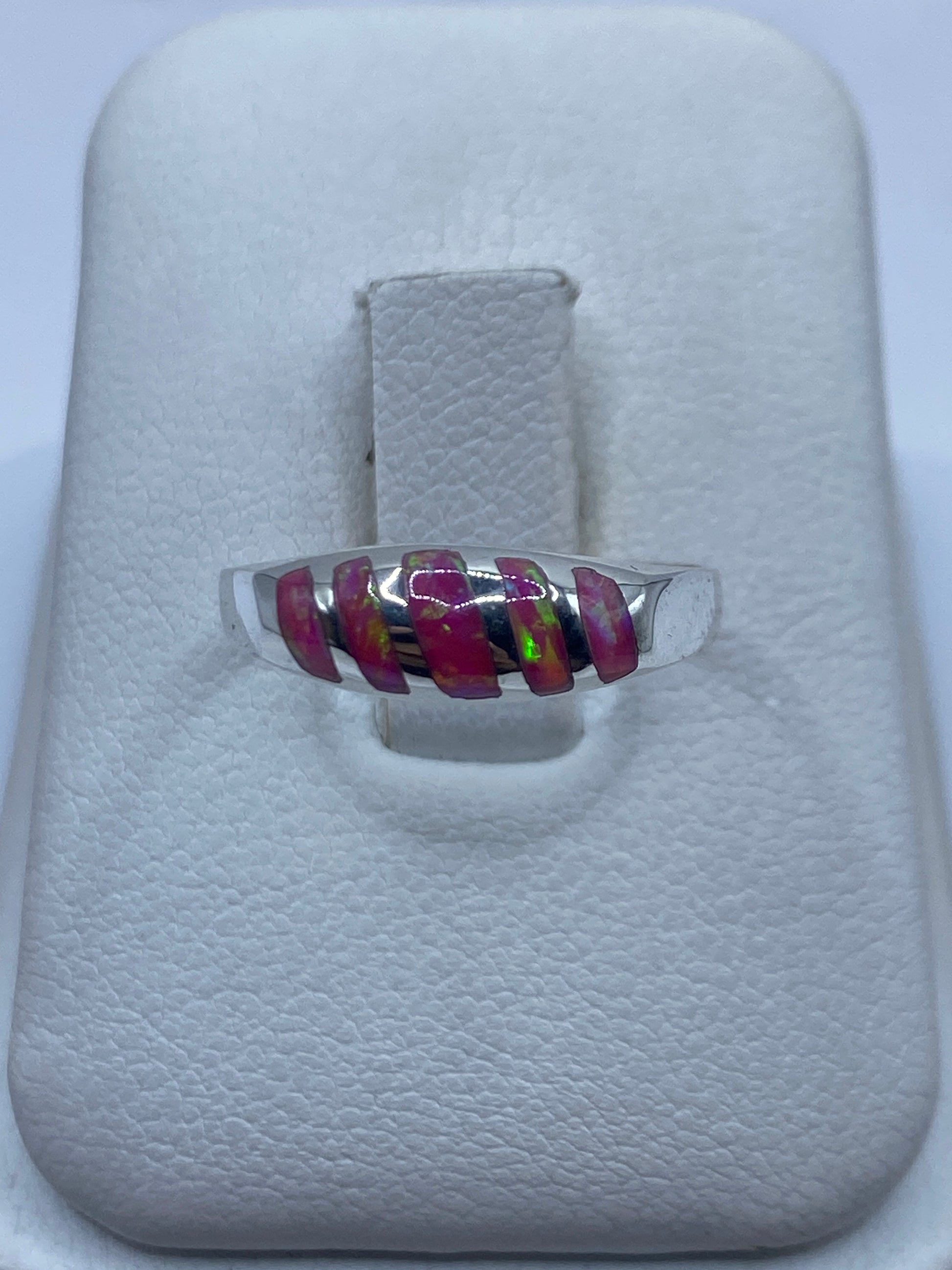 Anillo de Plata Ópalo de Fuego Rosa — Minimalista Taxco — foto 1