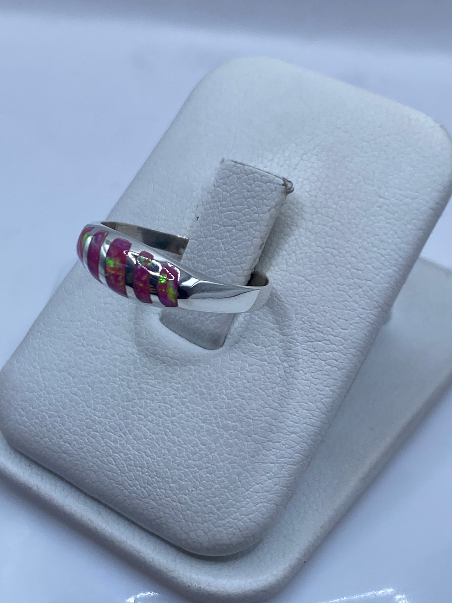 Anillo de Plata Ópalo de Fuego Rosa — Minimalista Taxco — foto 2
