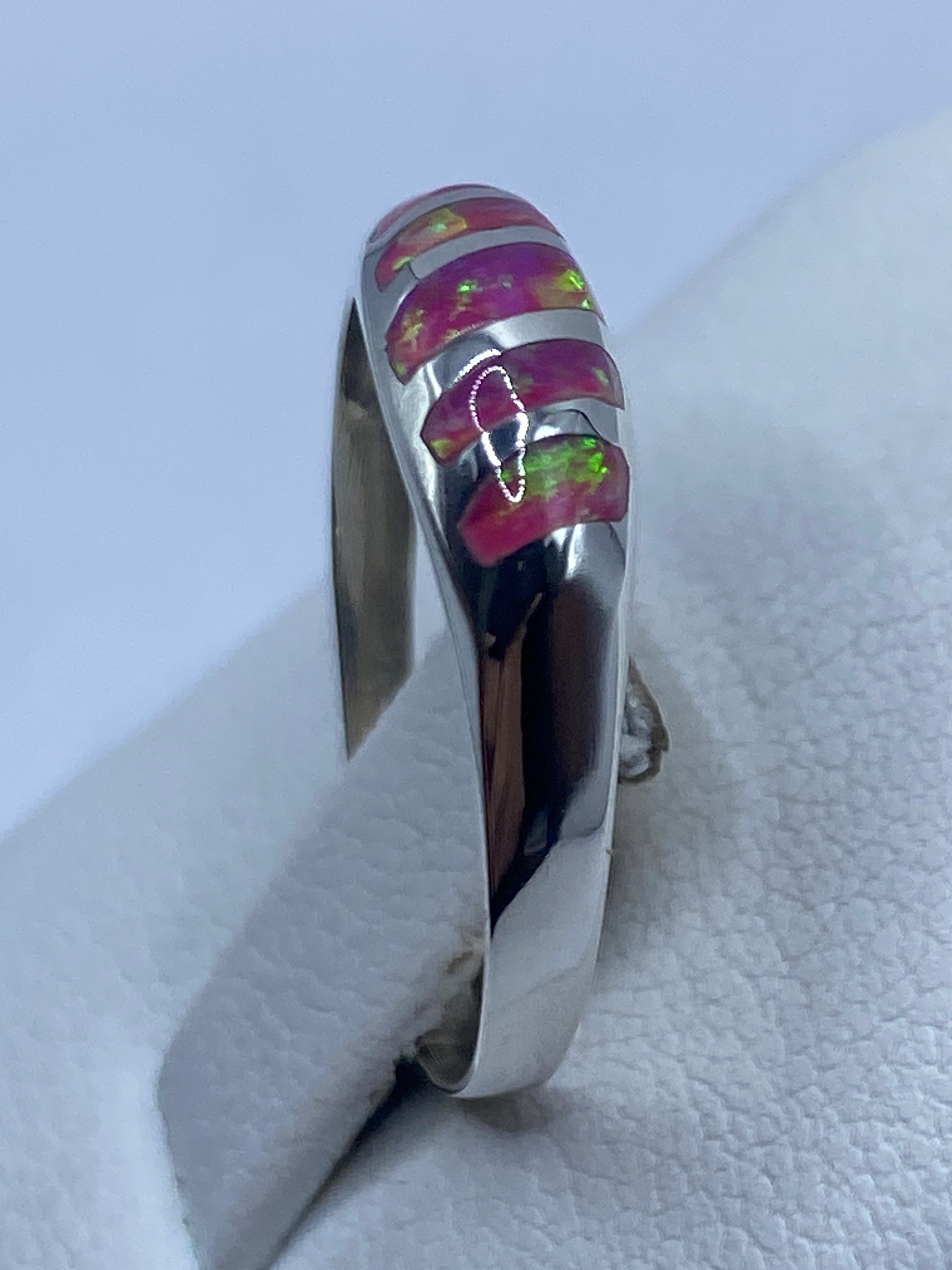 Anillo de Plata Ópalo de Fuego Rosa — Minimalista Taxco — foto 3