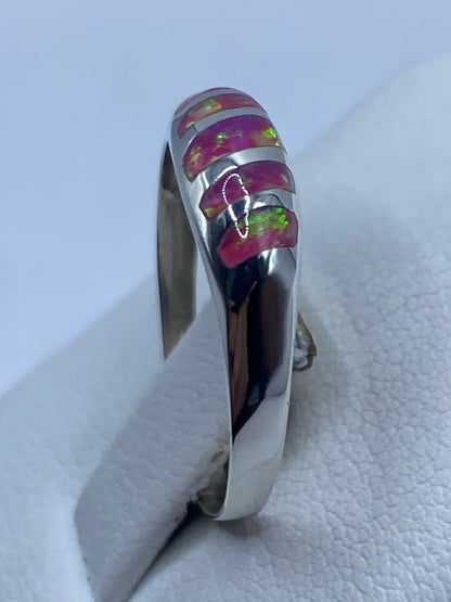 Anillo de Plata Ópalo de Fuego Rosa — Minimalista Taxco — foto 3