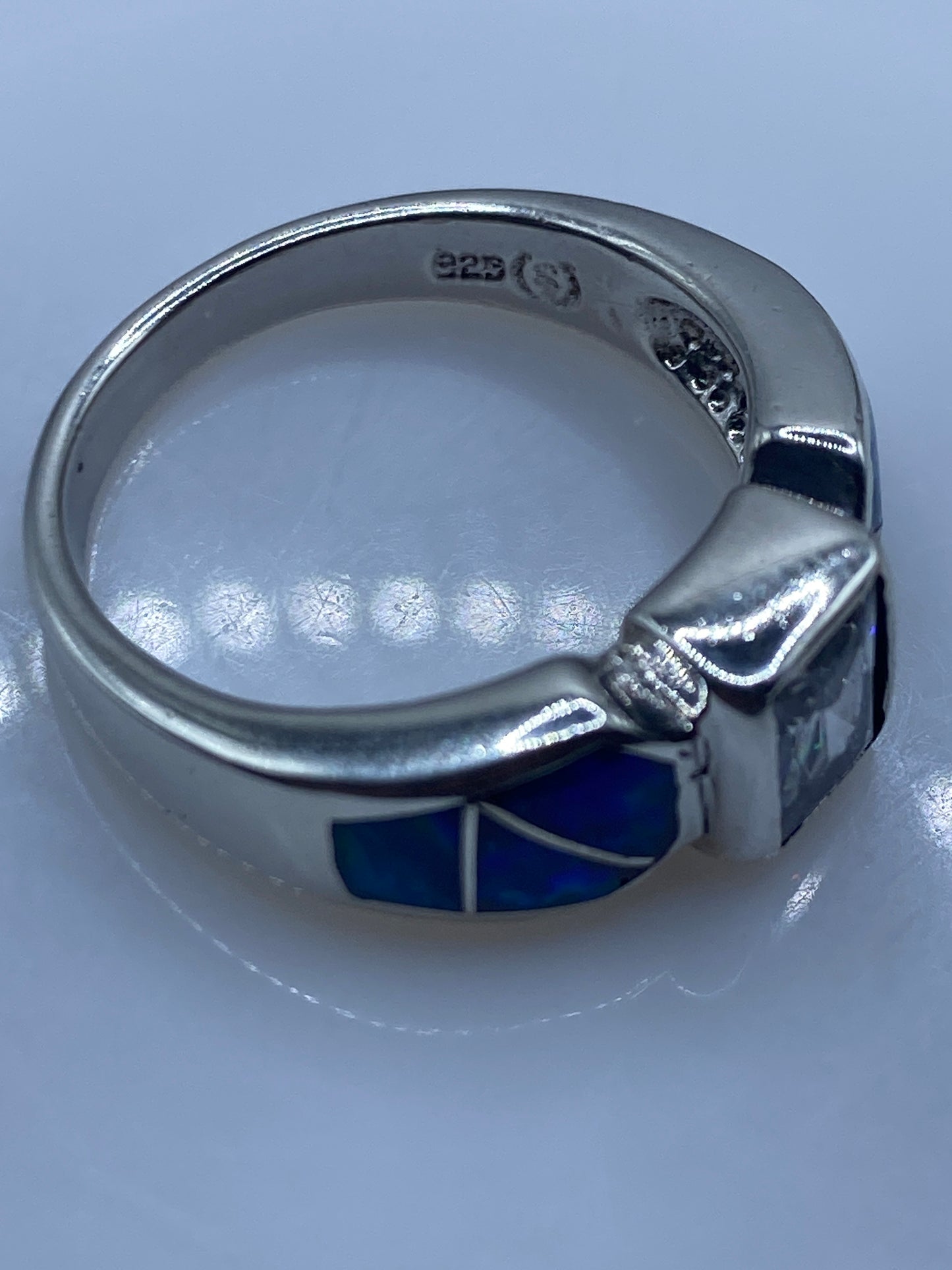 Anillo Plata Ópalo de Fuego Azul — Geométrico Taxco — foto 5