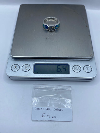 Anillo Plata Ópalo de Fuego Azul — Geométrico Taxco — foto 6